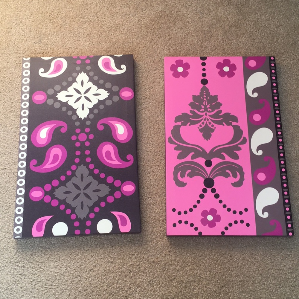 Wall art decor (brown, pink, white, black, purple)